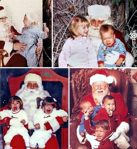 papa noel et enfants heureux